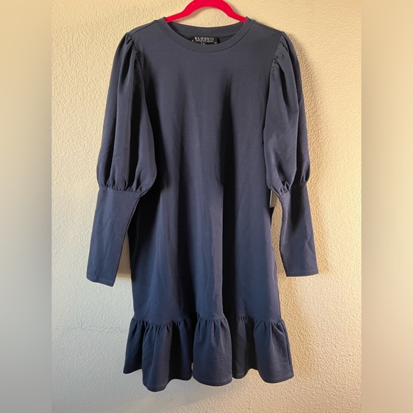 ELOQUII Flounce Hem Sweatshirt Dress in Navy Size 14 Brand New - Picture 2 of 10